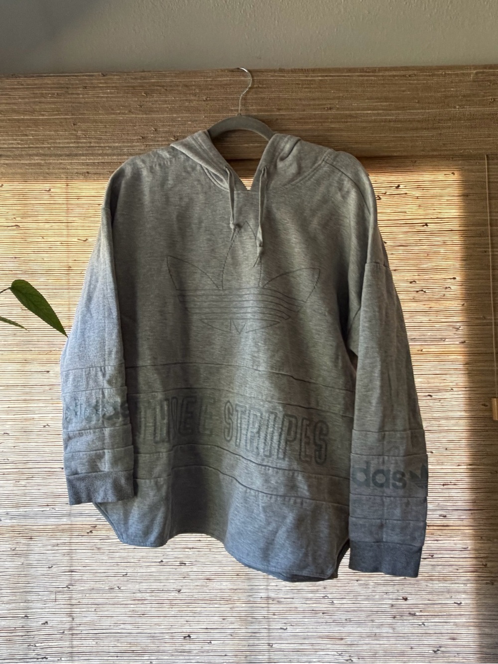 Adidas Gray Hoodie with Blue Trefoil Label